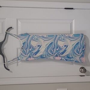 Pink Blue Swirl Tie Back Mini Dress Size Small